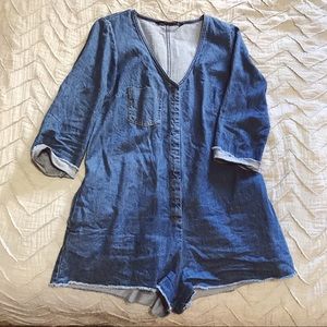 Zara Denim 3/4 Sleeve Jumpsuit Romper
